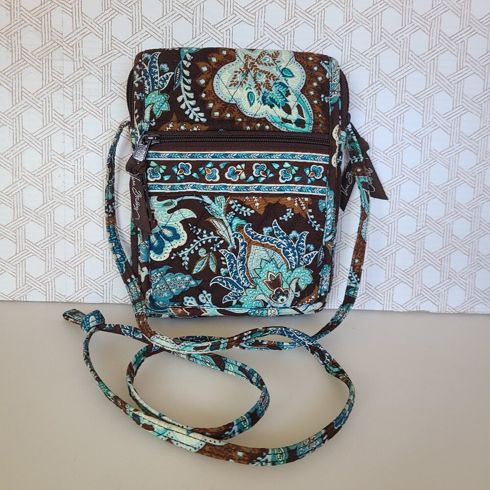Vera Bradley Hipster Java Blue Floral Cross-Body Bag Adjustable Strap Retired